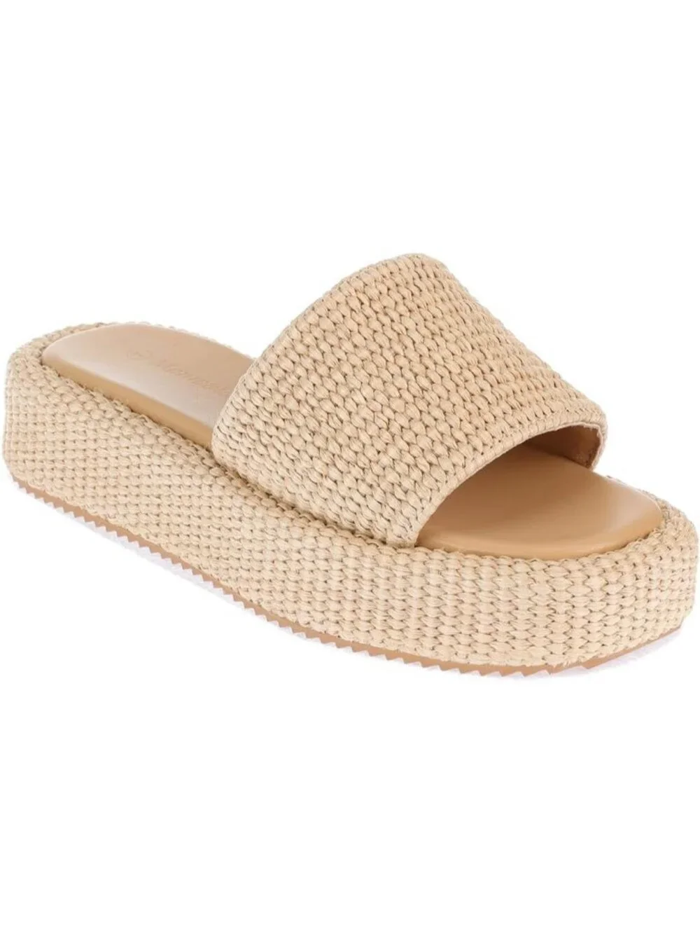 Women's Natural Rubber Woven Straw Beach Slip On Comfortable Casual Platform